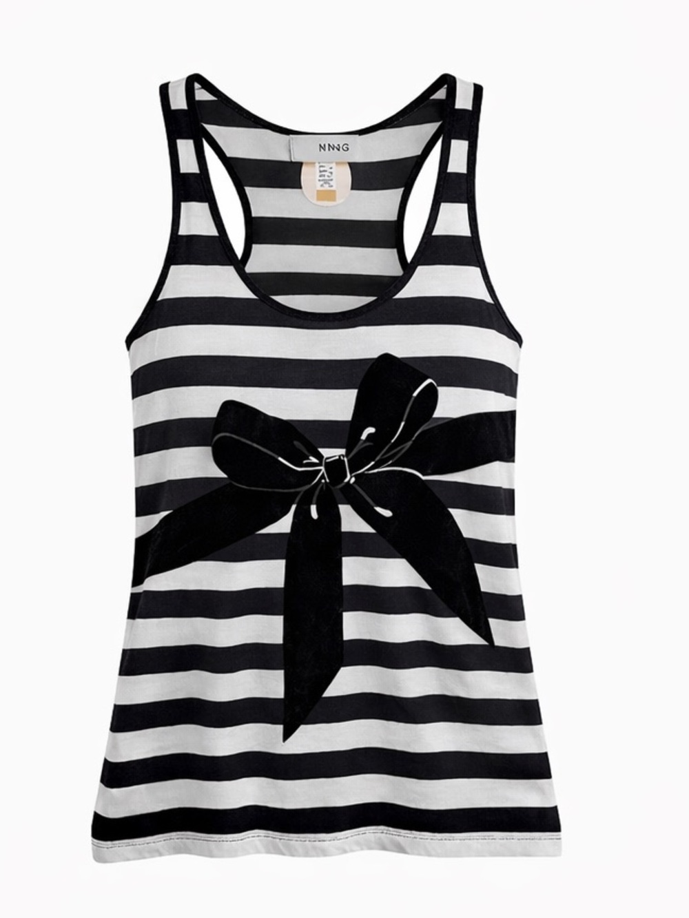 MNG Mango Striped Bow Tank Racerback Parisian Chic Top M